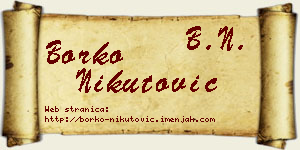Borko Nikutović vizit kartica